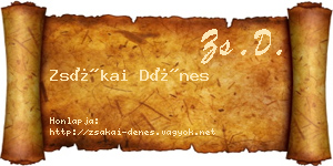 Zsákai Dénes névjegykártya